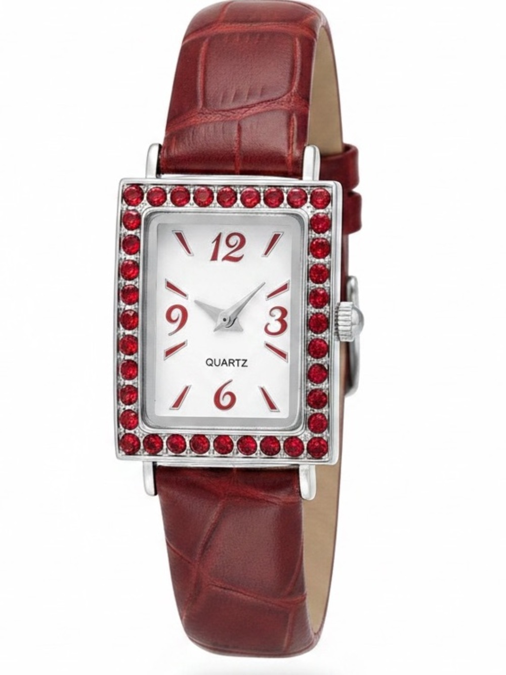 Vintage Quartz Red Faux Leather Watch